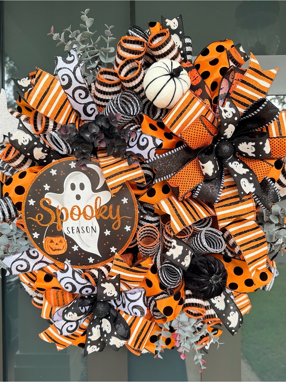 🎃 Spooky Season Halloween Wreath – Handmade Halloween Front Door Wreath 🧡🖤